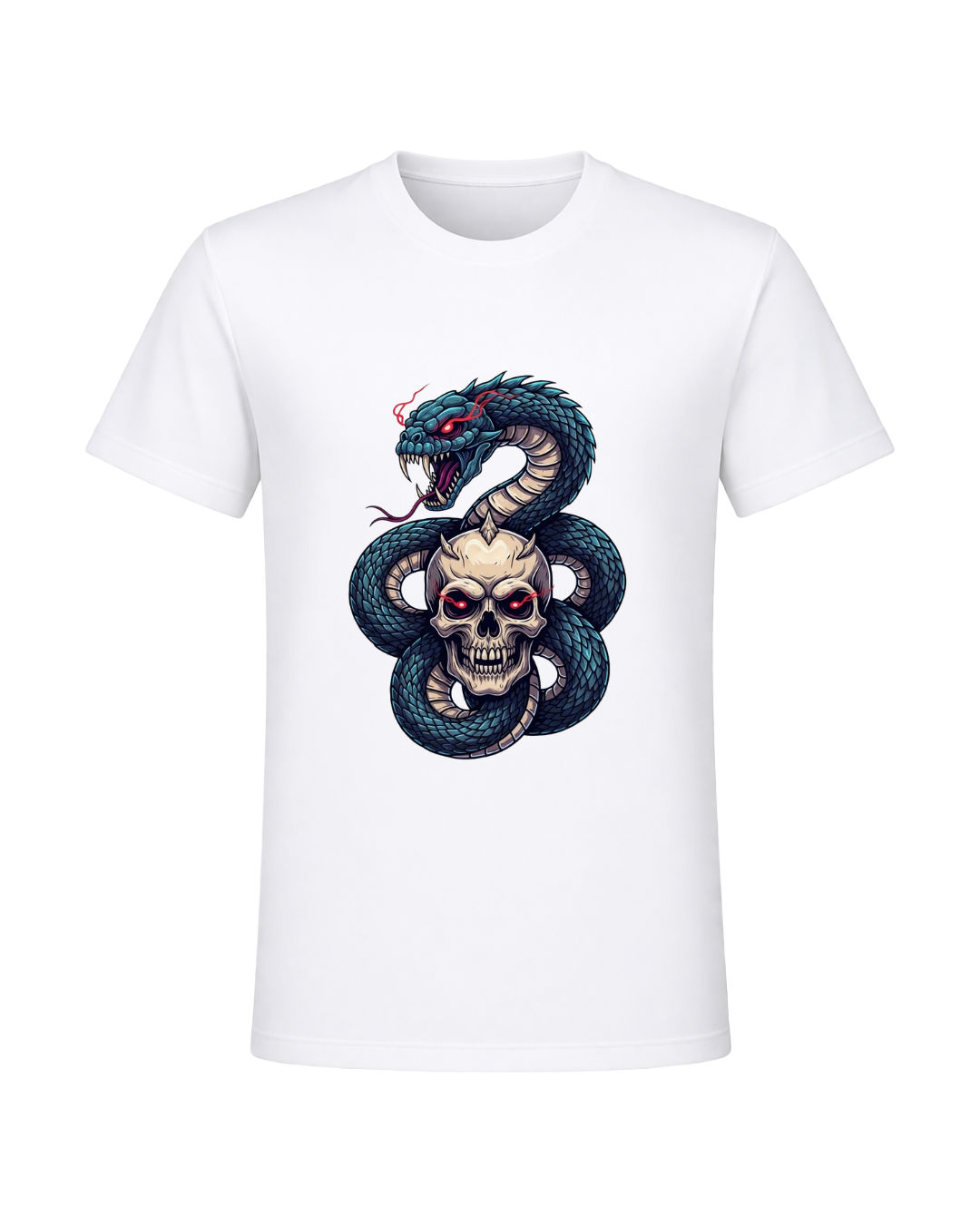 Dark Skull & Demon Graphic T-Shirt – White | Premium Streetwear Anime Monster Print | Arpitum