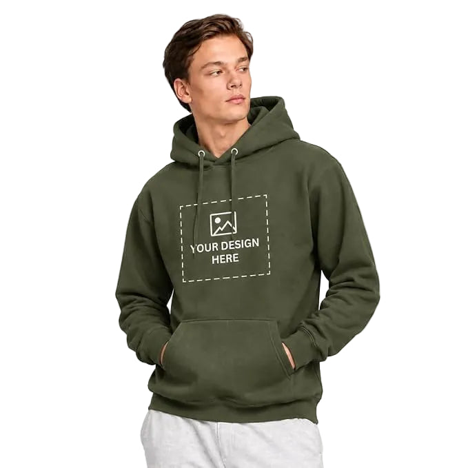 Arpitum Army Green Custom Hoodie for Men with Personalized Front Design and Kangaroo Pocket