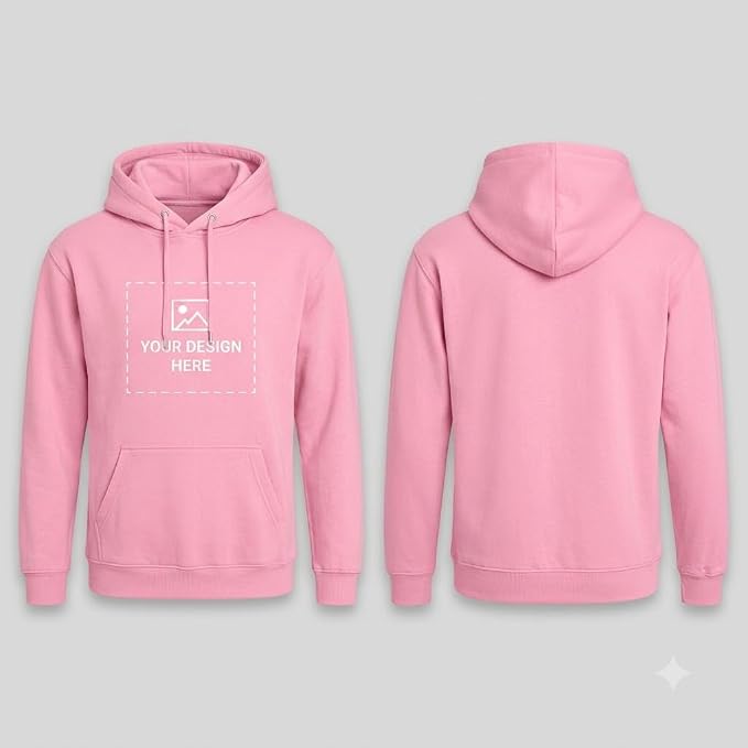 Arpitum Custom Unisex Non-Zipper Pullover Hoodie – 320 GSM Cotton-Loopknit, Pink