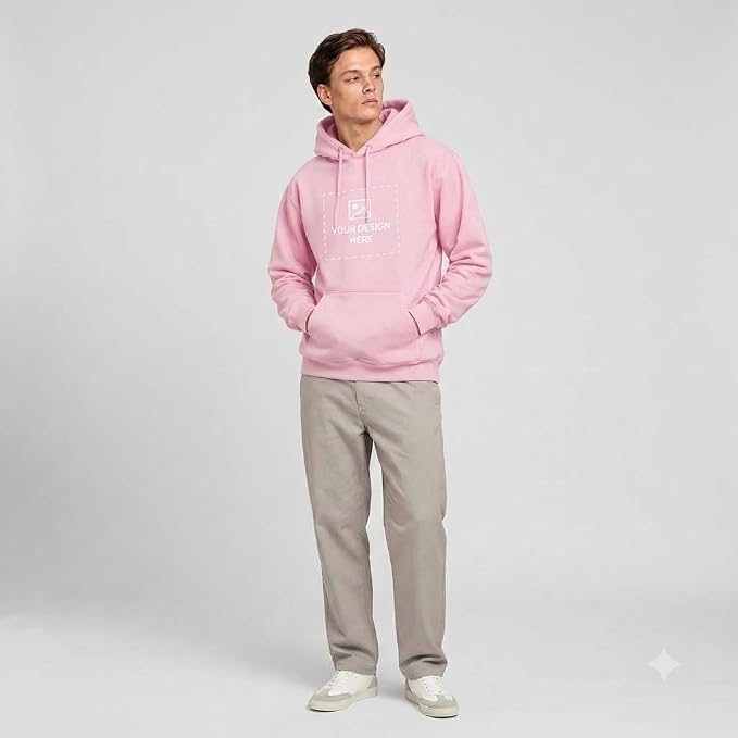 Arpitum Custom Unisex Non-Zipper Pullover Hoodie – 320 GSM Cotton-Loopknit, Pink