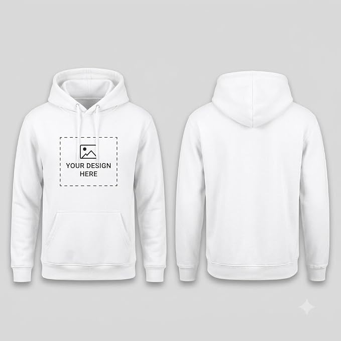 Arpitum Custom Unisex Non-Zipper Pullover Hoodie – 320 GSM Cotton-Loopknit, White