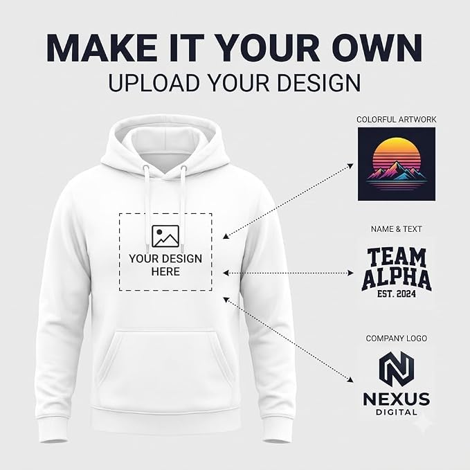 Arpitum Custom Unisex Non-Zipper Pullover Hoodie – 320 GSM Cotton-Loopknit, White