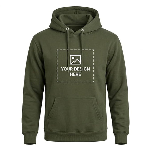 Arpitum Army Green Customized Unisex Hoodie with Front Design Upload Area