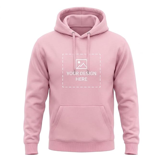 Arpitum Custom Unisex Non-Zipper Pullover Hoodie – 320 GSM Cotton-Loopknit, Pink