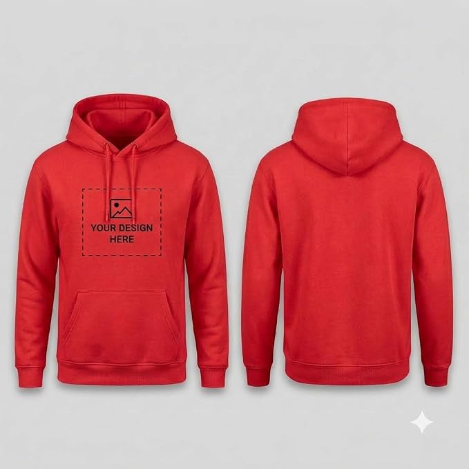 Arpitum Custom Unisex Non-Zipper Pullover Hoodie – 320 GSM Cotton-Loopknit, Red