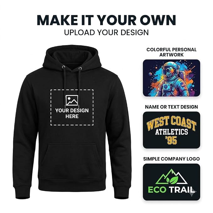 Arpitum Custom Unisex Non-Zipper Pullover Hoodie – 320 GSM Cotton-Loopknit, Black