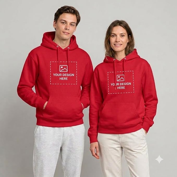 Arpitum Custom Unisex Non-Zipper Pullover Hoodie – 320 GSM Cotton-Loopknit, Red