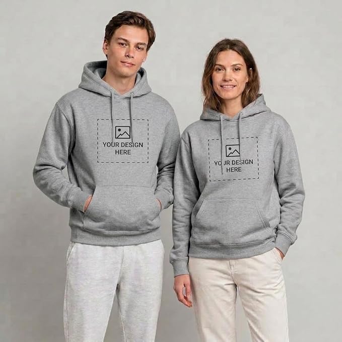 Arpitum Custom Unisex Non-Zipper Pullover Hoodie – 320 GSM Cotton-Loopknit, Grey