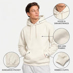 Arpitum Custom Unisex Non-Zipper Pullover Hoodie – 320 GSM Cotton-Loopknit, Off-White