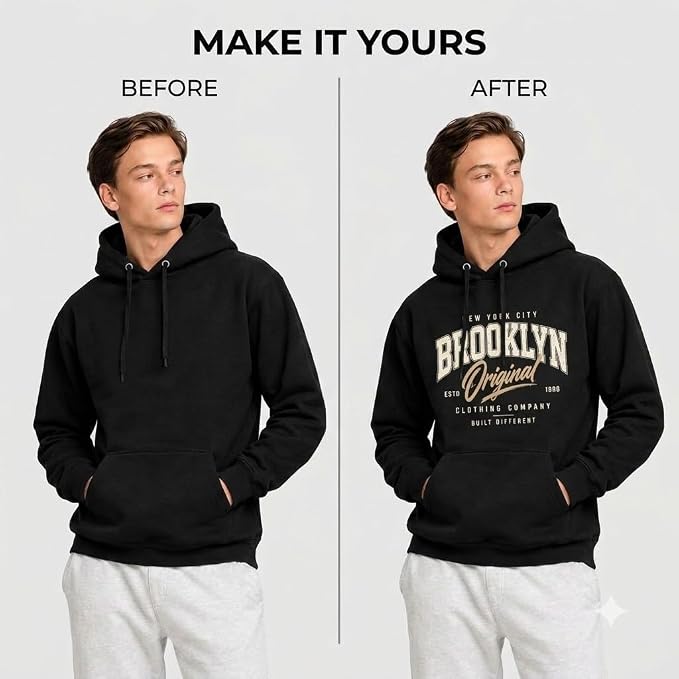 Arpitum Custom Unisex Non-Zipper Pullover Hoodie – 320 GSM Cotton-Loopknit, Black
