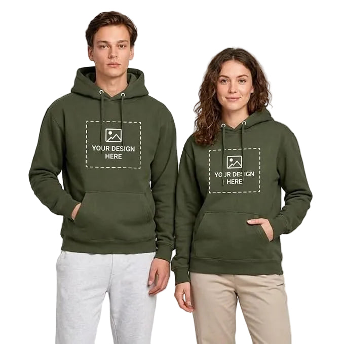 Army Green Custom Pullover Hoodies for Men and Women with Personalized Front Prints