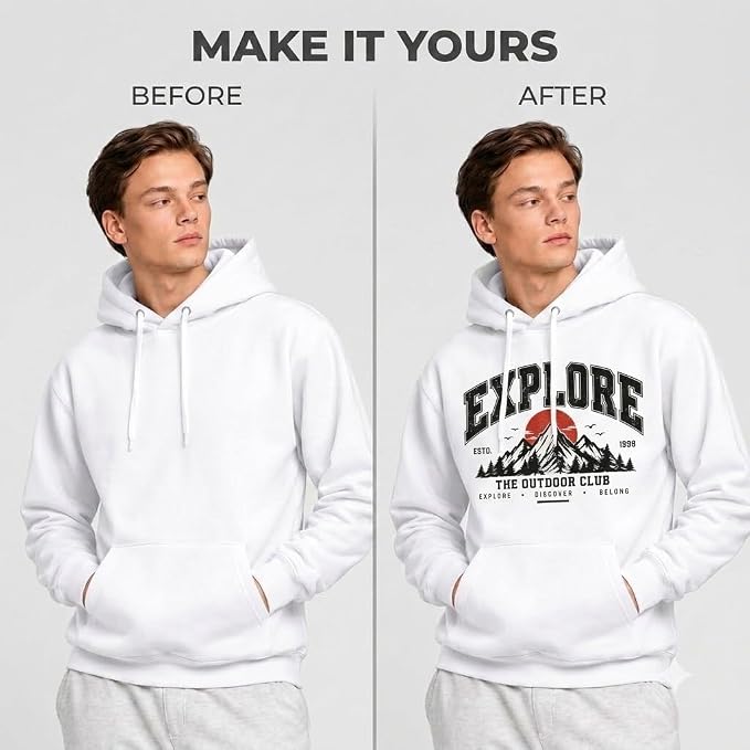 Arpitum Custom Unisex Non-Zipper Pullover Hoodie – 320 GSM Cotton-Loopknit, White