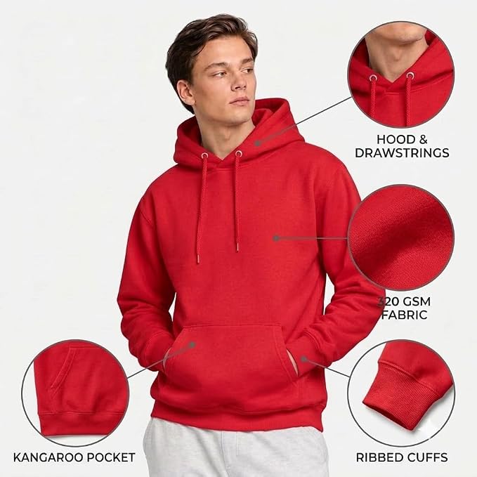Arpitum Custom Unisex Non-Zipper Pullover Hoodie – 320 GSM Cotton-Loopknit, Red