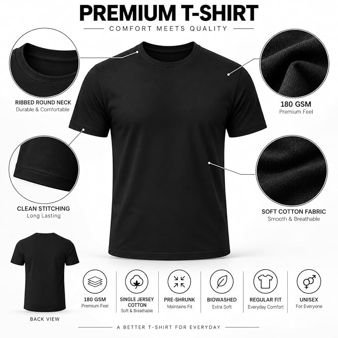 ARPITUM Unisex Customized Black T-Shirt - Personalize with Your Own Design/Artwork/Image