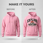Arpitum Custom Unisex Non-Zipper Pullover Hoodie – 320 GSM Cotton-Loopknit, Pink