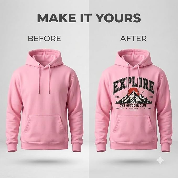 Arpitum Custom Unisex Non-Zipper Pullover Hoodie – 320 GSM Cotton-Loopknit, Pink