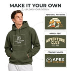 Personalized Army Green Hoodie with Custom Artwork, Name and Text Printing Options