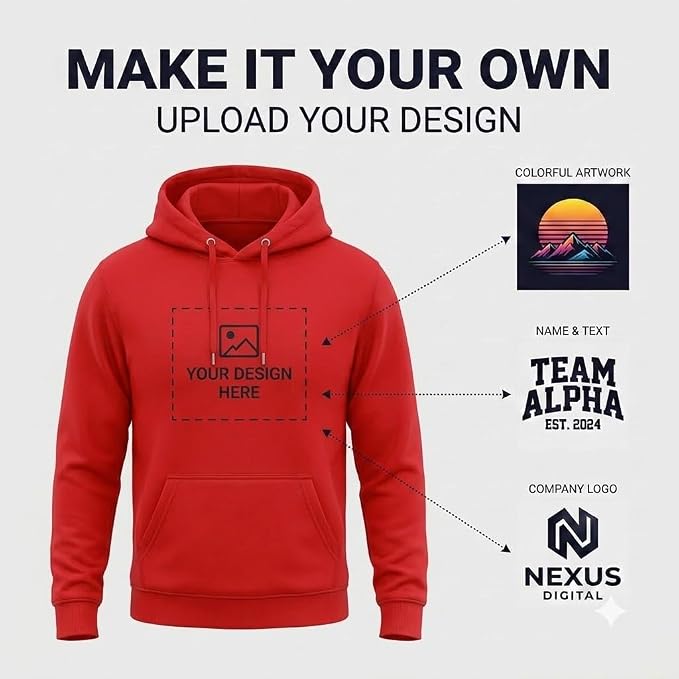 Arpitum Custom Unisex Non-Zipper Pullover Hoodie – 320 GSM Cotton-Loopknit, Red
