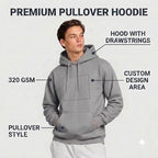 Arpitum Custom Unisex Non-Zipper Pullover Hoodie – 320 GSM Cotton-Loopknit, Grey