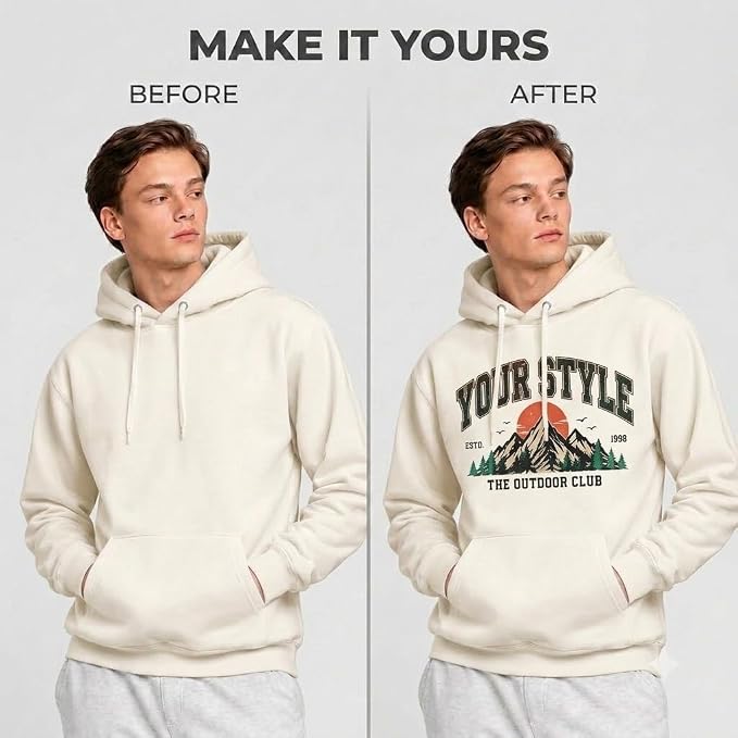 Arpitum Custom Unisex Non-Zipper Pullover Hoodie – 320 GSM Cotton-Loopknit, Off-White