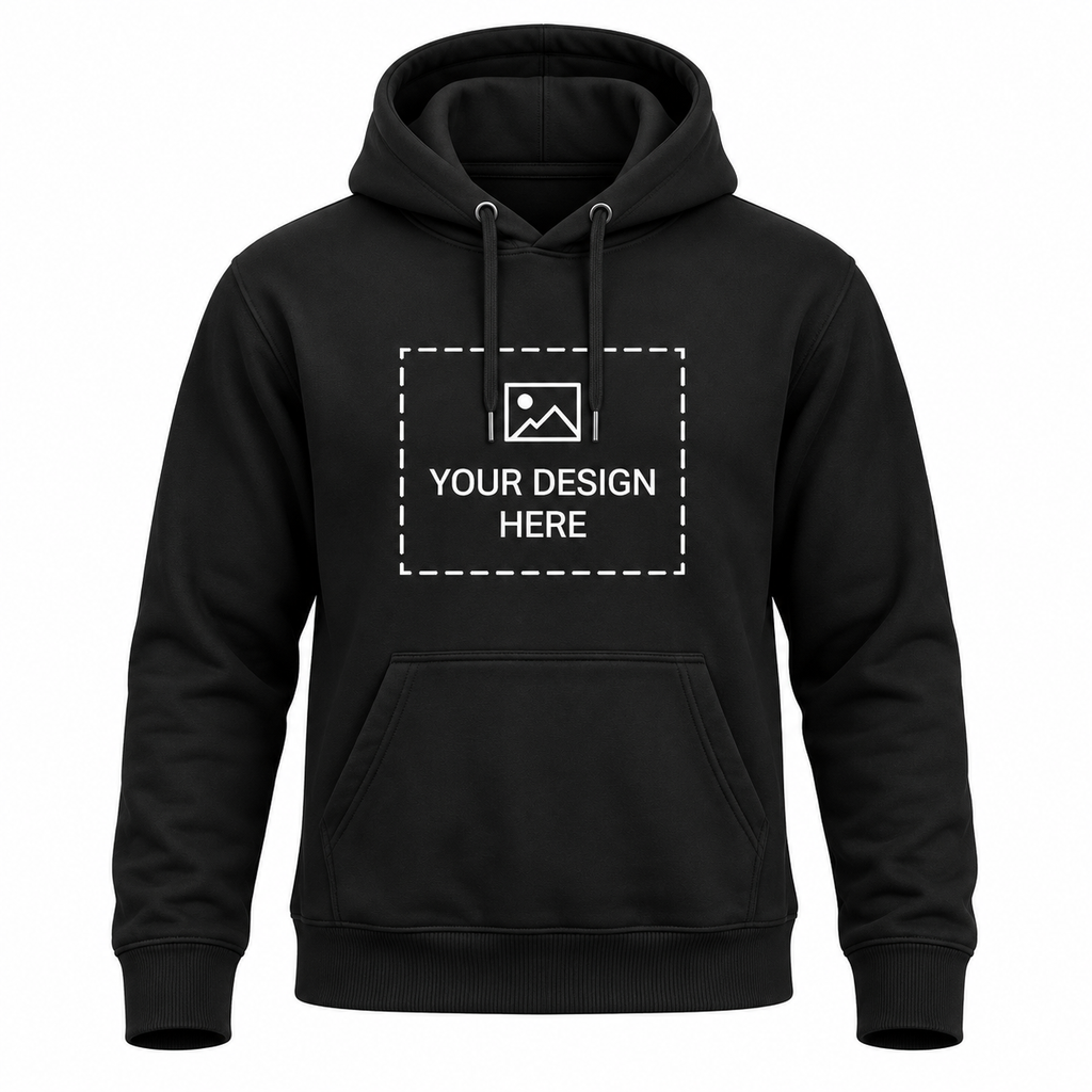 Arpitum Custom Unisex Non-Zipper Pullover Hoodie – 320 GSM Cotton-Loopknit, Black