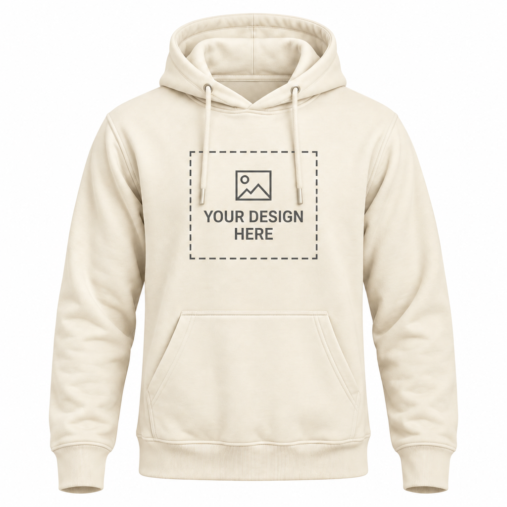 Arpitum Custom Unisex Non-Zipper Pullover Hoodie – 320 GSM Cotton-Loopknit, Off-White