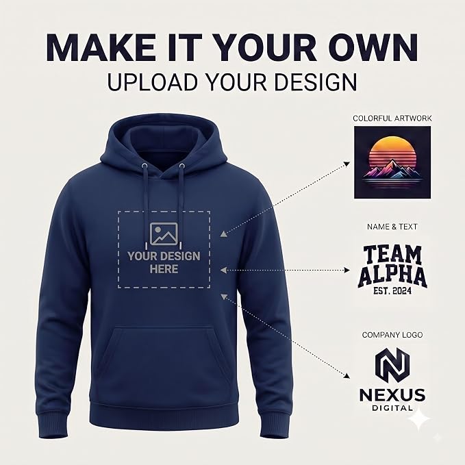 Arpitum Custom Unisex Non-Zipper Pullover Hoodie – 320 GSM Cotton-Loopknit, Navy Blue