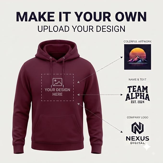 Arpitum Custom Unisex Non-Zipper Pullover Hoodie – 320 GSM Cotton-Loopknit, Maroon