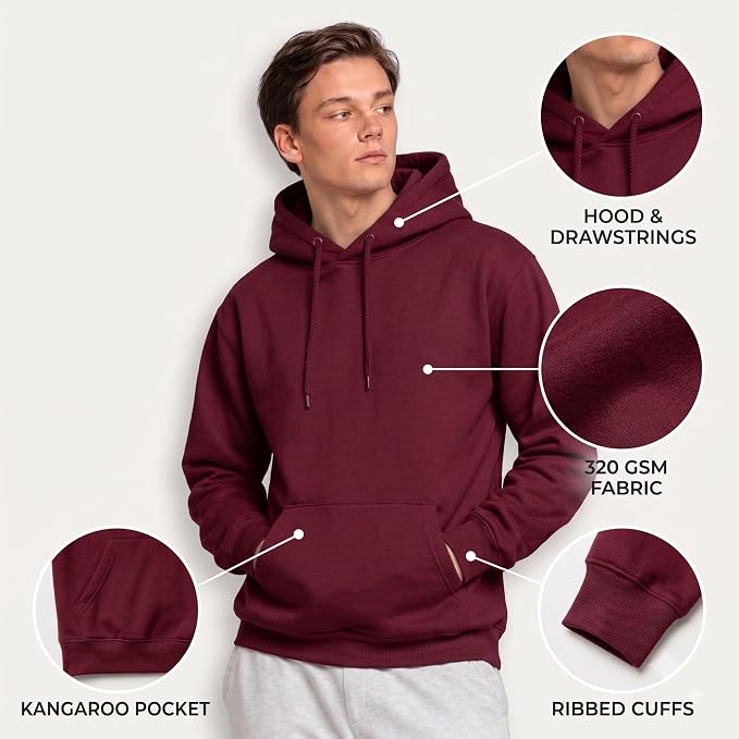 Arpitum Custom Unisex Non-Zipper Pullover Hoodie – 320 GSM Cotton-Loopknit, Maroon