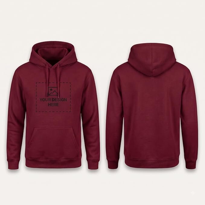Arpitum Custom Unisex Non-Zipper Pullover Hoodie – 320 GSM Cotton-Loopknit, Maroon