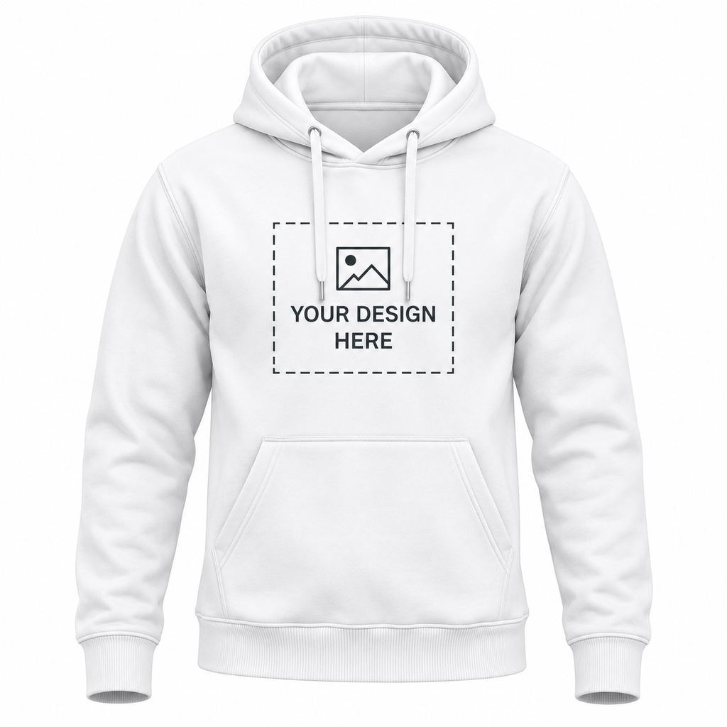 Arpitum Custom Unisex Non-Zipper Pullover Hoodie – 320 GSM Cotton-Loopknit, White