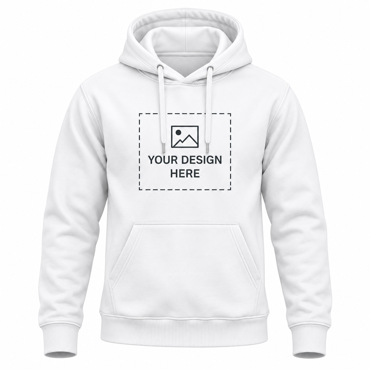 Arpitum Custom Unisex Non-Zipper Pullover Hoodie – 320 GSM Cotton-Loopknit, White