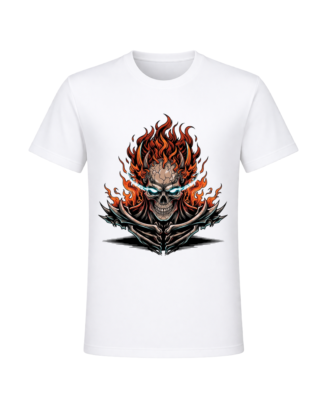Dark Skull & Demon Graphic T-Shirt – White | Premium Streetwear Anime Monster Print | Arpitum
