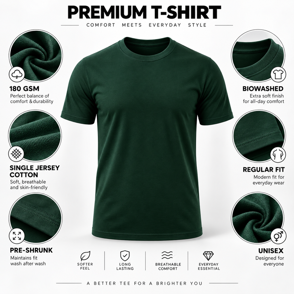 ARPITUM Unisex Customized Bottle Green T-Shirt - Personalize with Your Own Design/Artwork/Image