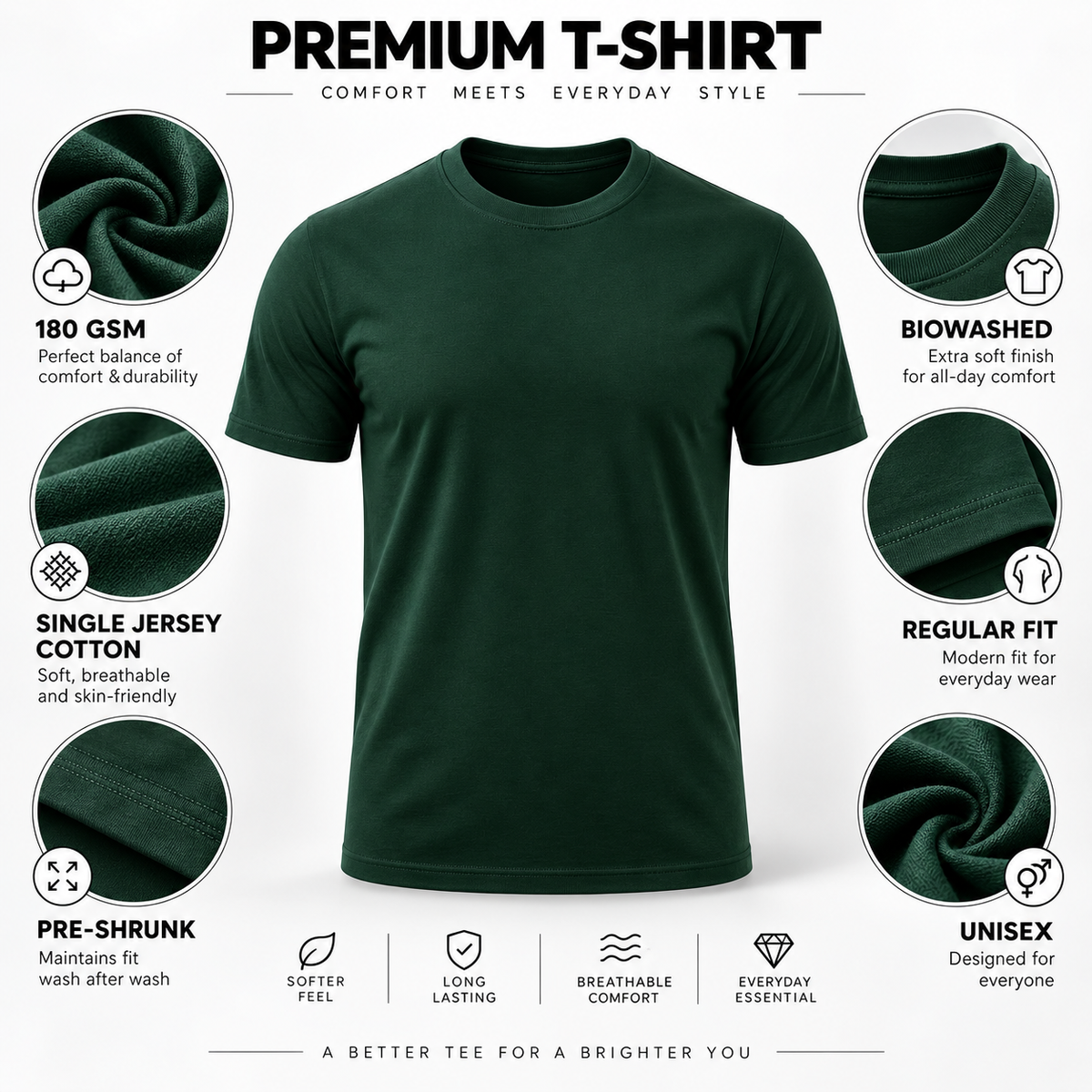 ARPITUM Unisex Customized Bottle Green T-Shirt - Personalize with Your Own Design/Artwork/Image