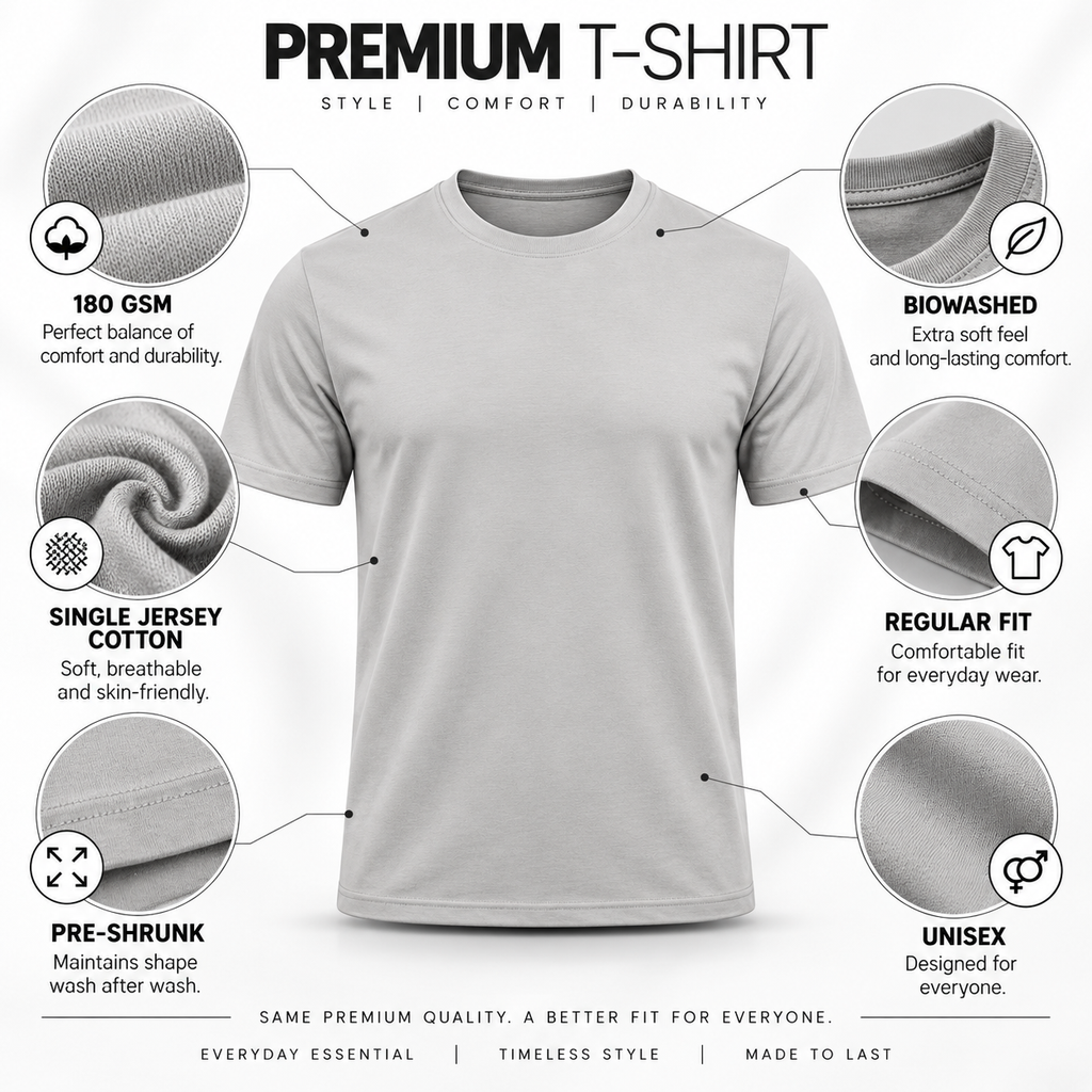 ARPITUM Unisex Customized Grey T-Shirt - Personalize with Your Own Design/Artwork/Image