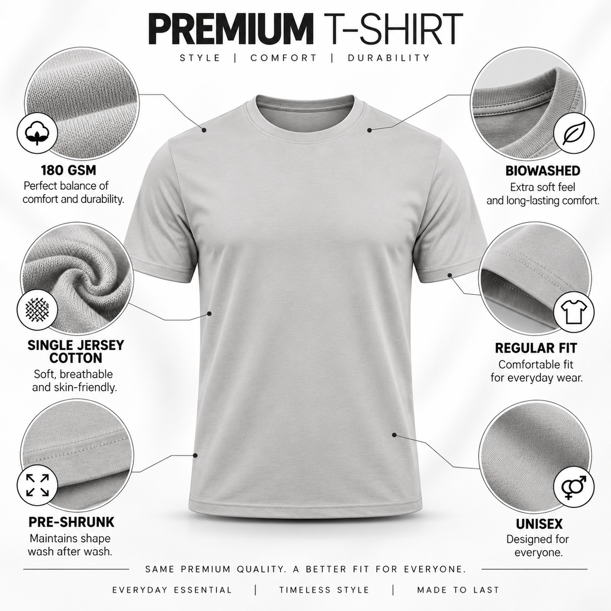 ARPITUM Unisex Customized Grey T-Shirt - Personalize with Your Own Design/Artwork/Image