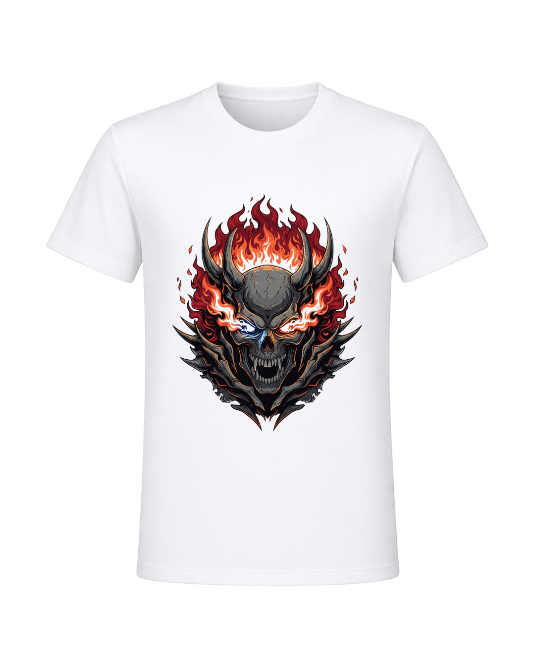 Dark Skull & Demon Graphic T-Shirt – White | Premium Streetwear Anime Monster Print | Arpitum