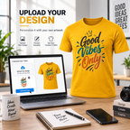 ARPITUM Unisex Customized Mustard Yellow T-Shirt - Personalize with Your Own Design/Artwork/Image