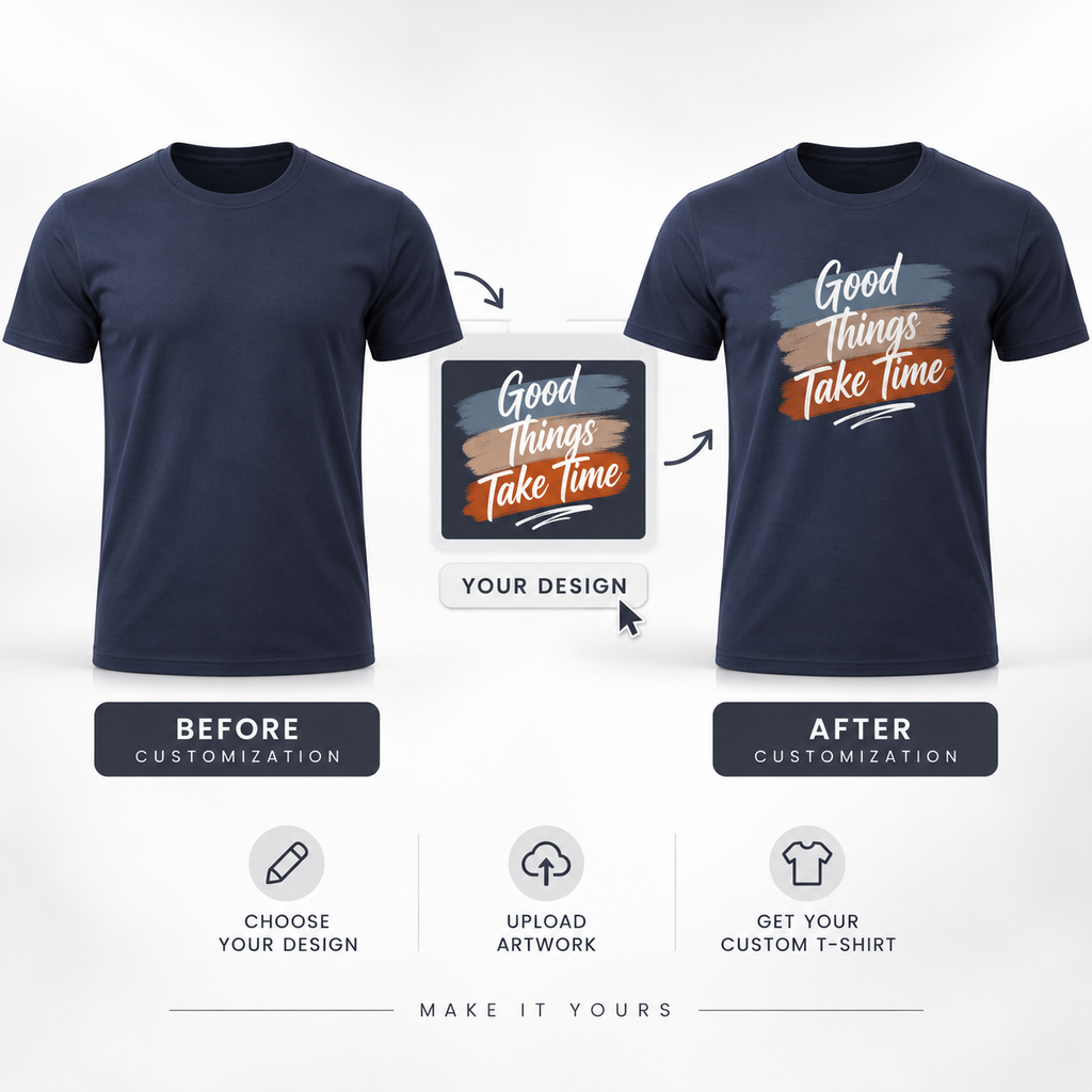 ARPITUM Unisex Customized Navy Blue T-Shirt - Personalize with Your Own Design/Artwork/Image