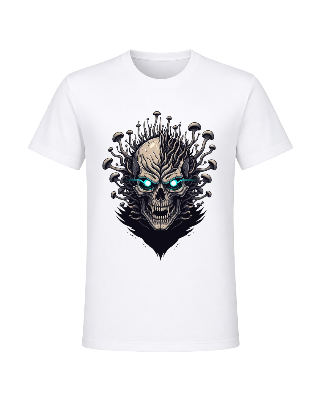 Dark Skull & Demon Graphic T-Shirt – White | Premium Streetwear Anime Monster Print | Arpitum