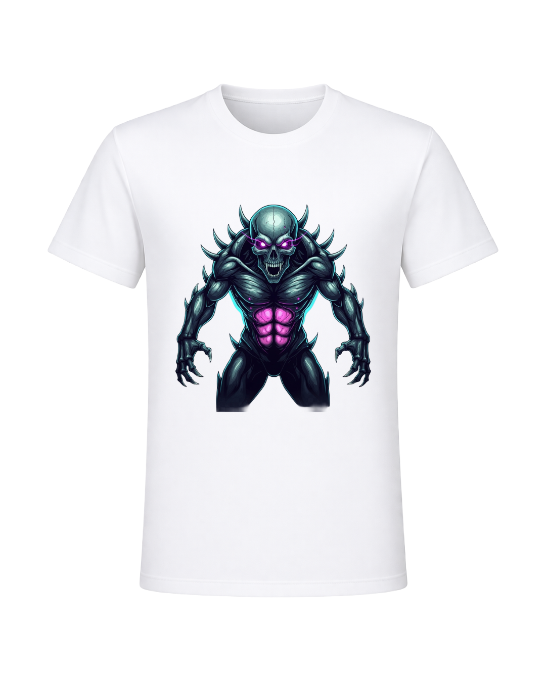 Dark Skull & Demon Graphic T-Shirt – White | Premium Streetwear Anime Monster Print | Arpitum