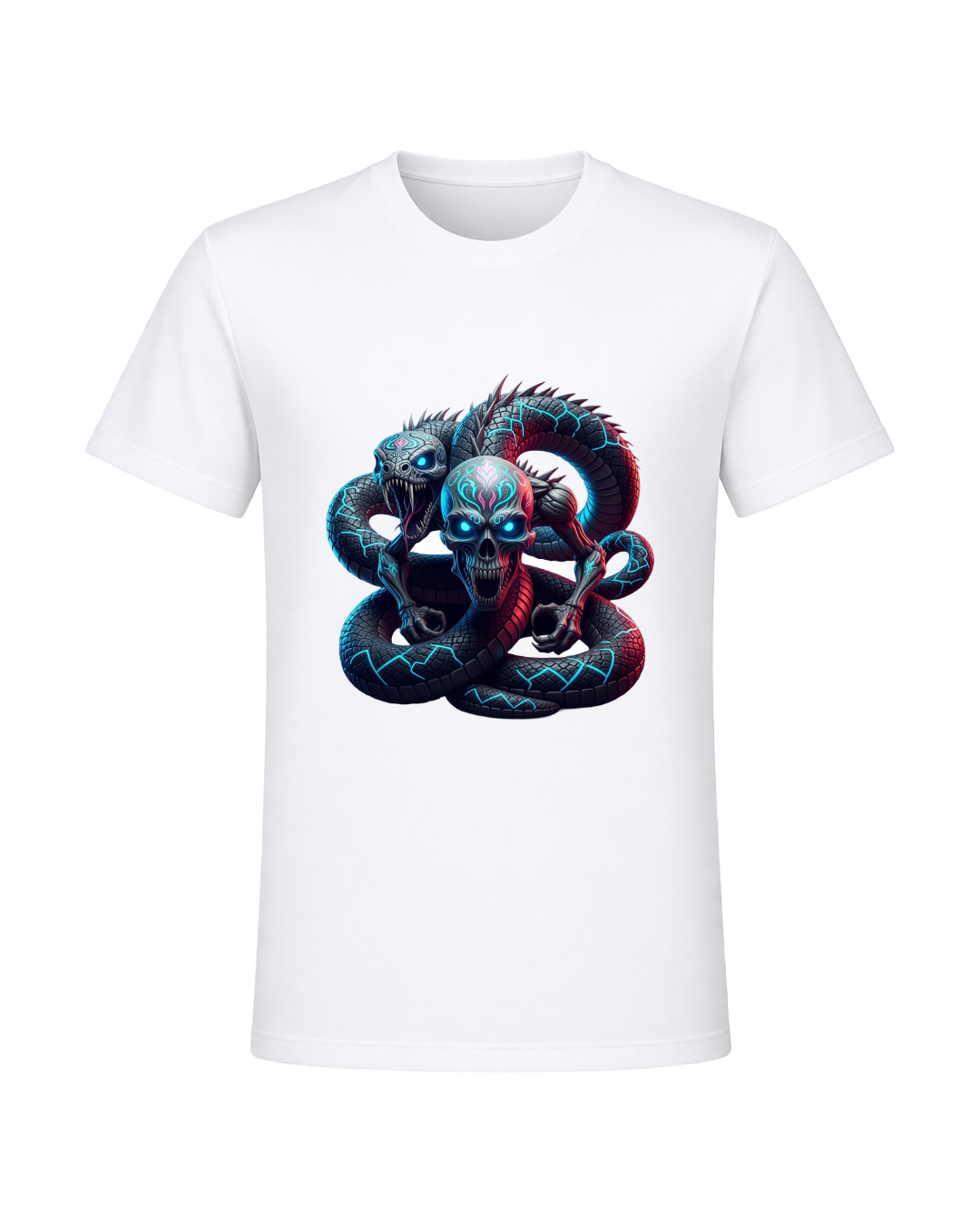 Dark Skull & Demon Graphic T-Shirt – White | Premium Streetwear Anime Monster Print | Arpitum