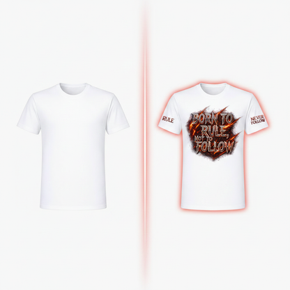 “Born To Rule, Not To Follow” Graphic T-Shirt | Motivational Streetwear Tee for Men (White)