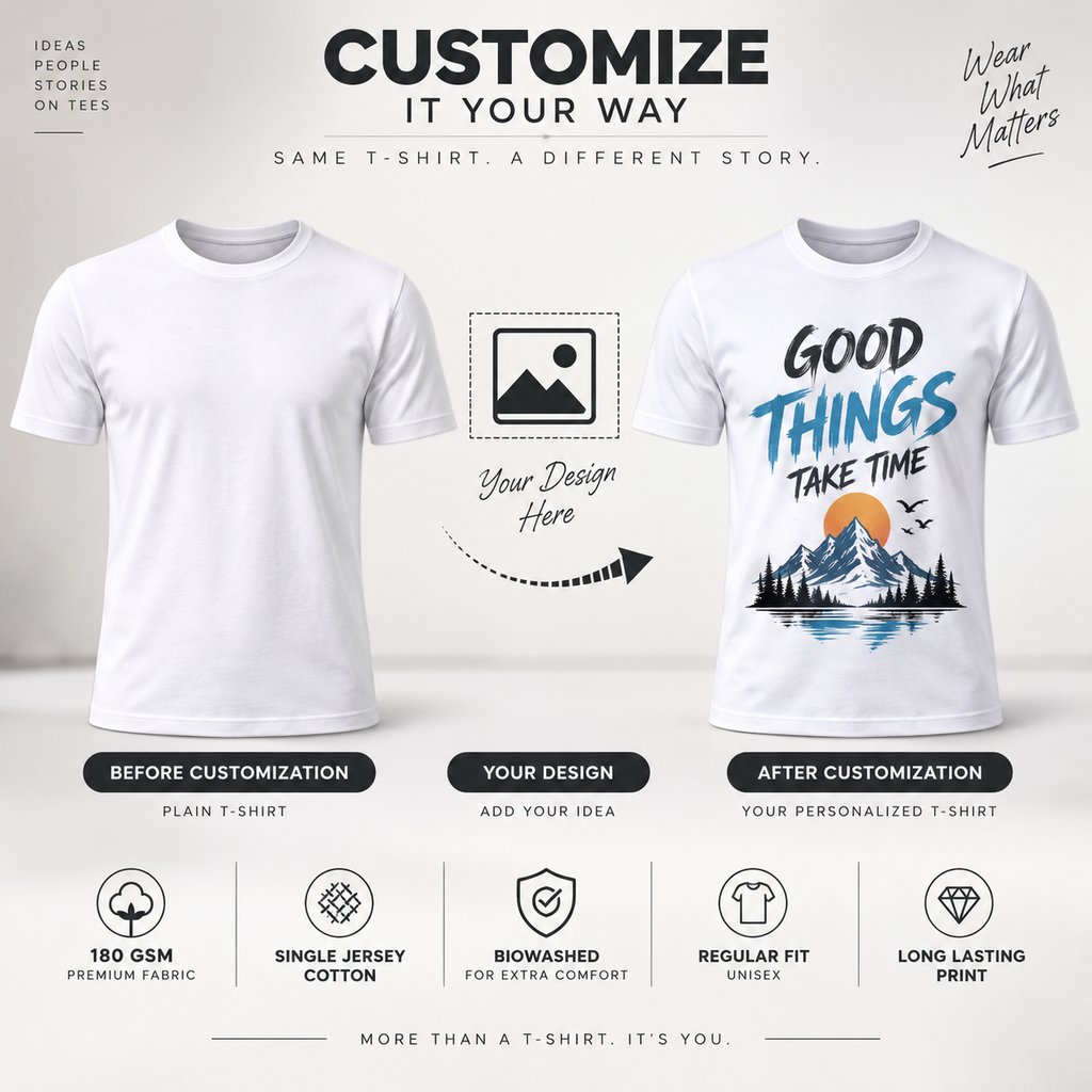 ARPITUM Unisex Customized White T-Shirt - Personalize with Your Own Design/Artwork/Image