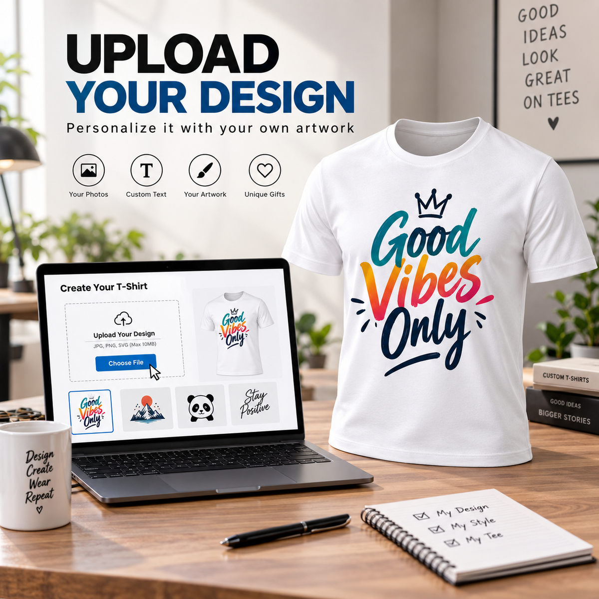 ARPITUM Unisex Customized White T-Shirt - Personalize with Your Own Design/Artwork/Image