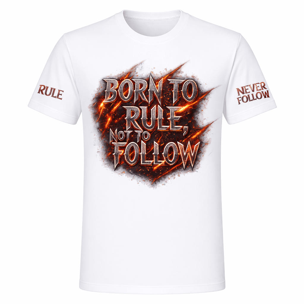 “Born To Rule, Not To Follow” Graphic T-Shirt | Motivational Streetwear Tee for Men (White) - ARPITUM