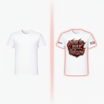 “Born To Rule, Not To Follow” Graphic T-Shirt | Motivational Streetwear Tee for Men (White) - ARPITUM