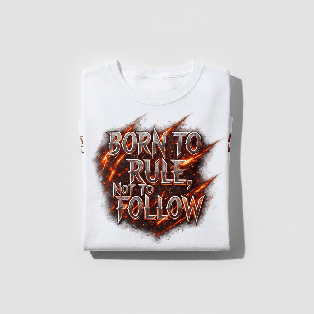 “Born To Rule, Not To Follow” Graphic T-Shirt | Motivational Streetwear Tee for Men (White) - ARPITUM