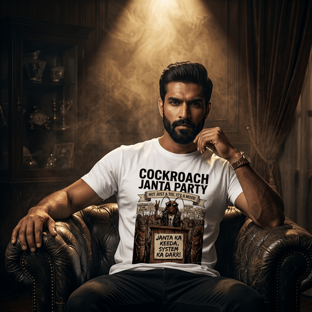 Cockroach Janta Party T-Shirt | Viral Meme Graphic Tee for Men | CJP Gen - z | Arpitum - ARPITUM